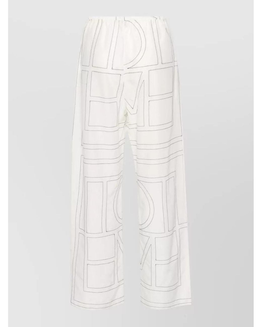 Totême White Monogram Wide-Leg High-Rise Pajama Trousers