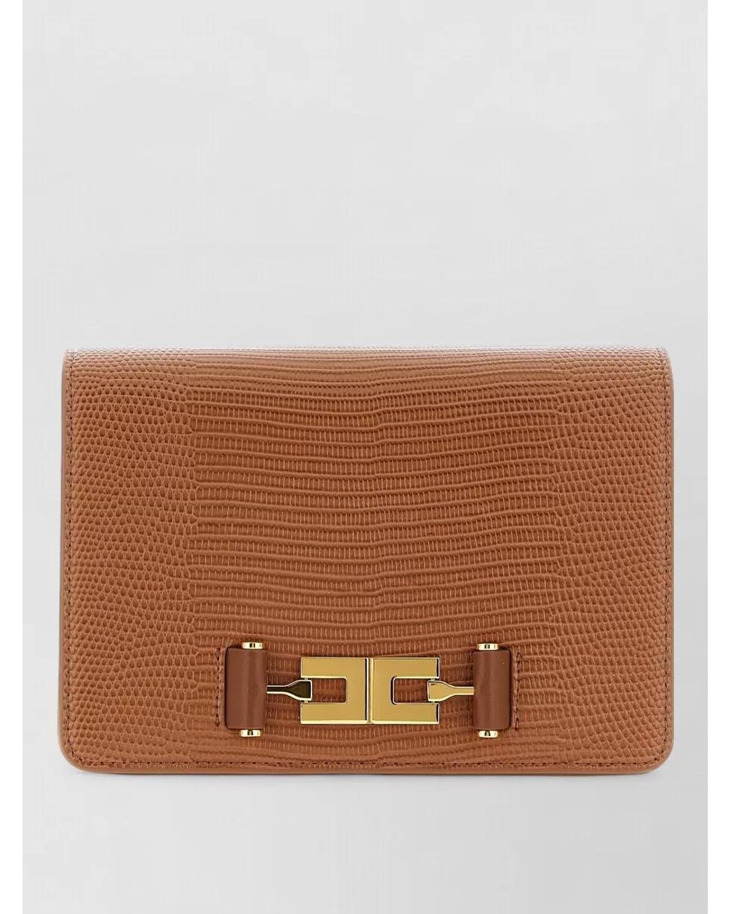 Elisabetta Franchi Brown Lizard Effect Cross-Body Bag