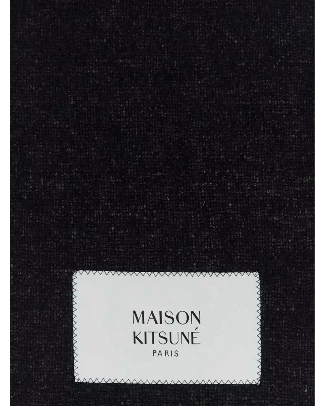 Maison Kitsuné Black Alpaca Scarf for men