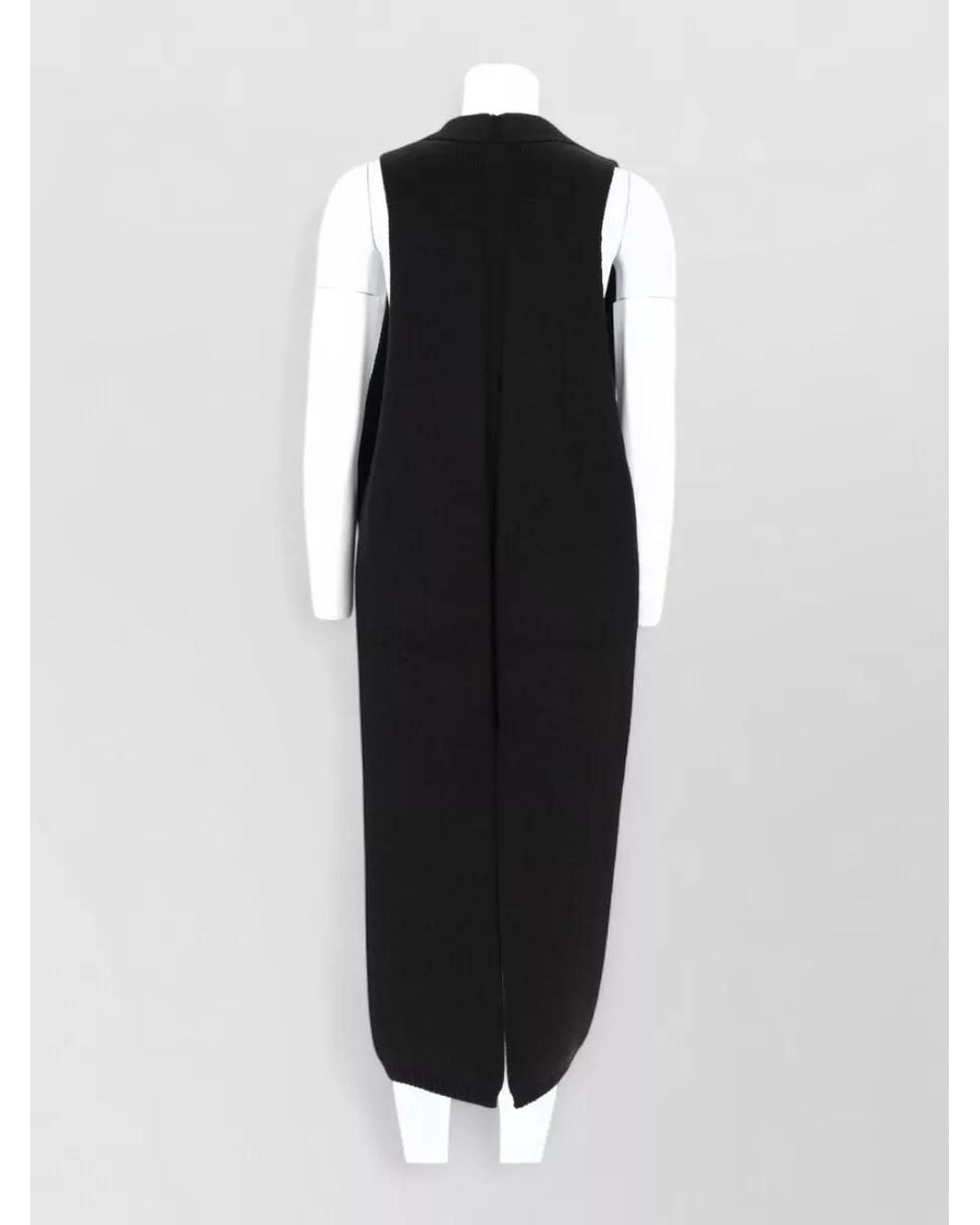Rick Owens Black Virgin Wool Midi Dress