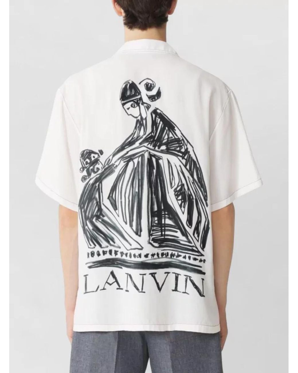 Lanvin White Graphic Print Short Sleeve Shirt for men