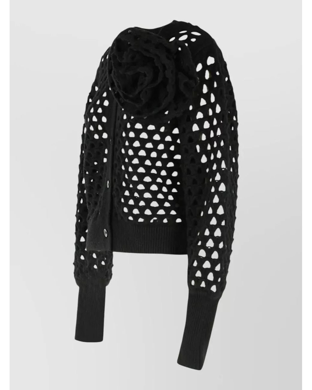 Blumarine Black Openwork Wool Cardigan