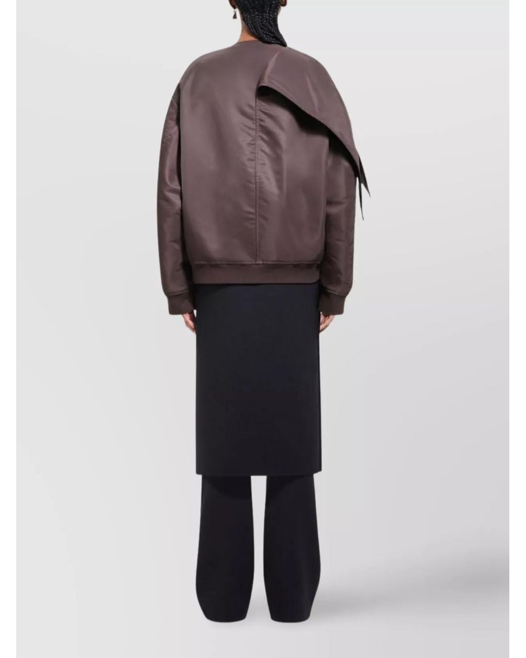 Courreges Brown Nylon Bow Detail Bomber Jacket
