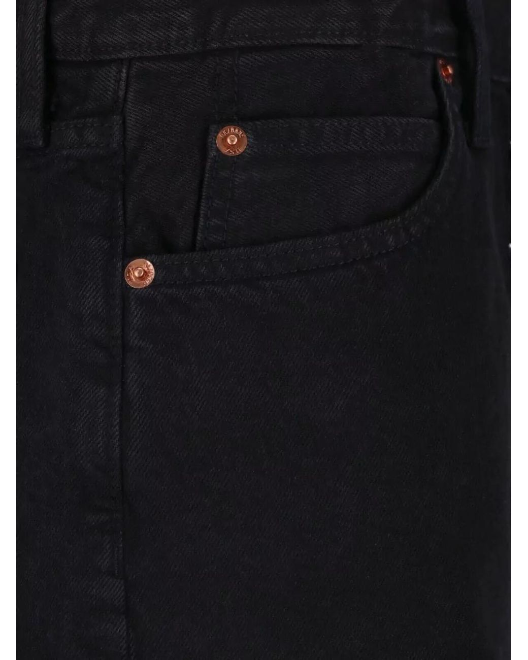 Re/done Black Straight Denim Short Shorts
