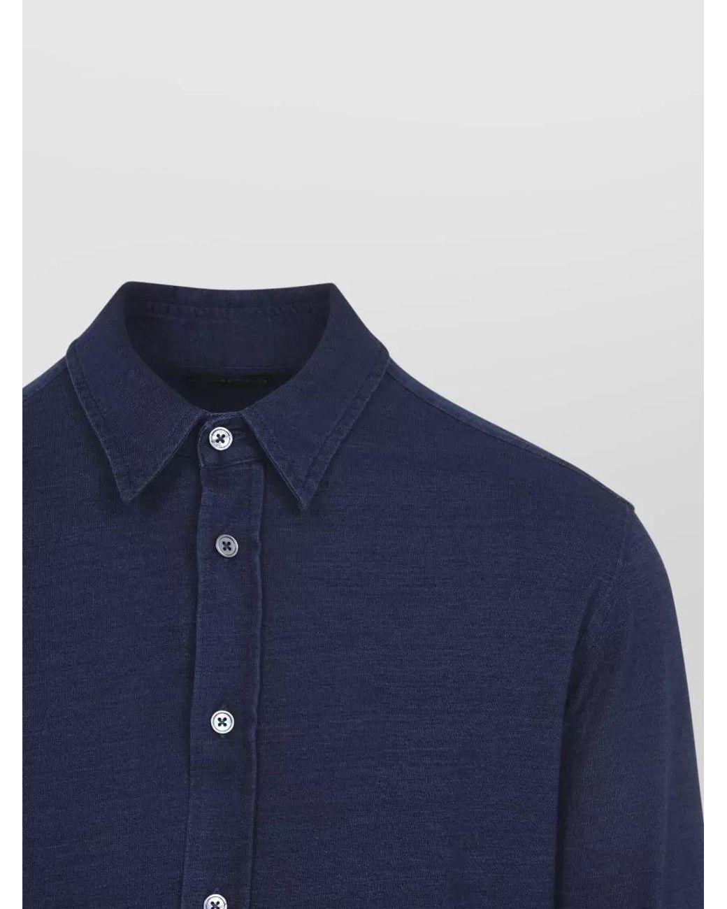Tom Ford Blue Cotton Regular-Fit Long-Sleeve Shirt for men