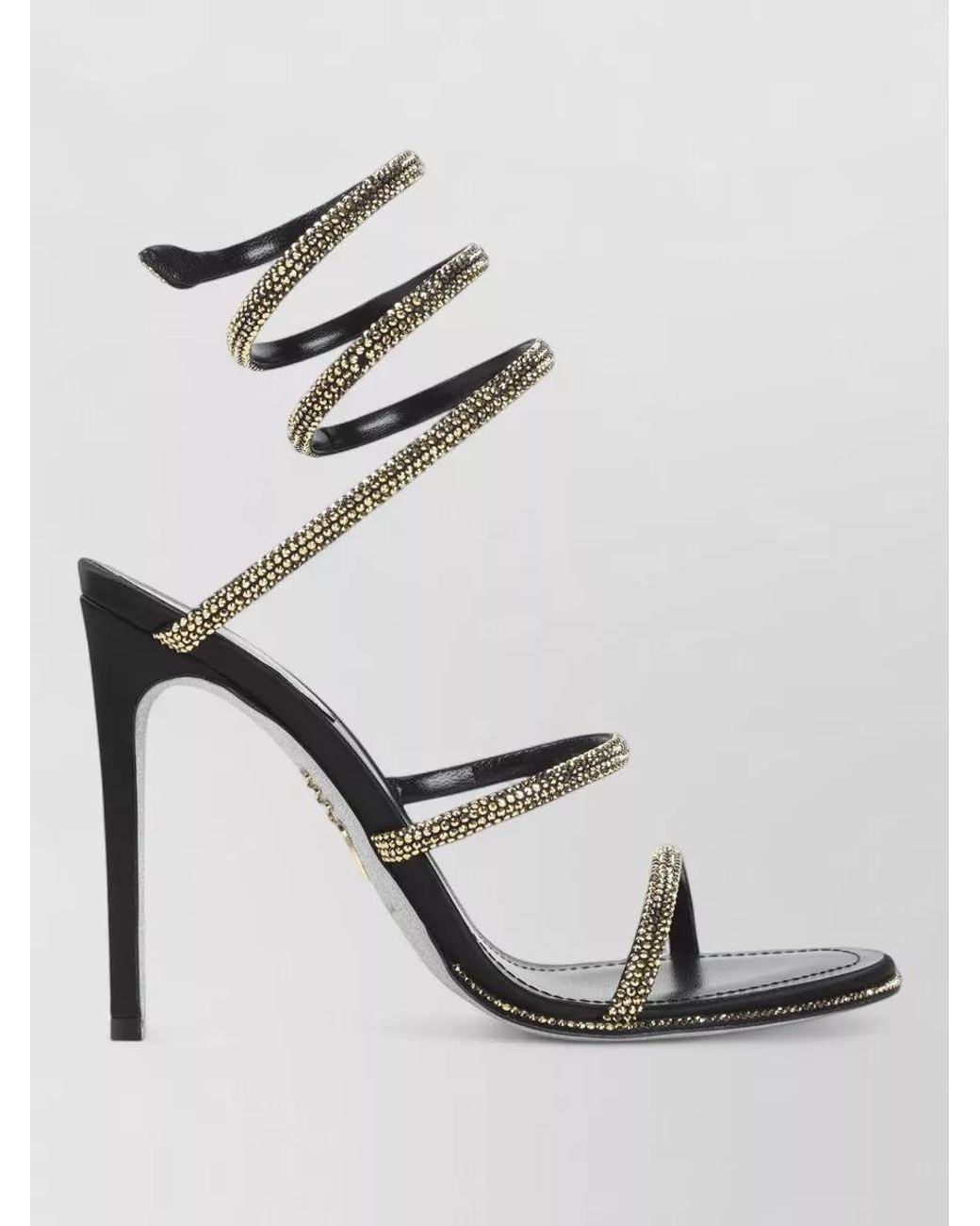 Rene Caovilla Gray Crystal-Embellished Satin High-Heel Sandals