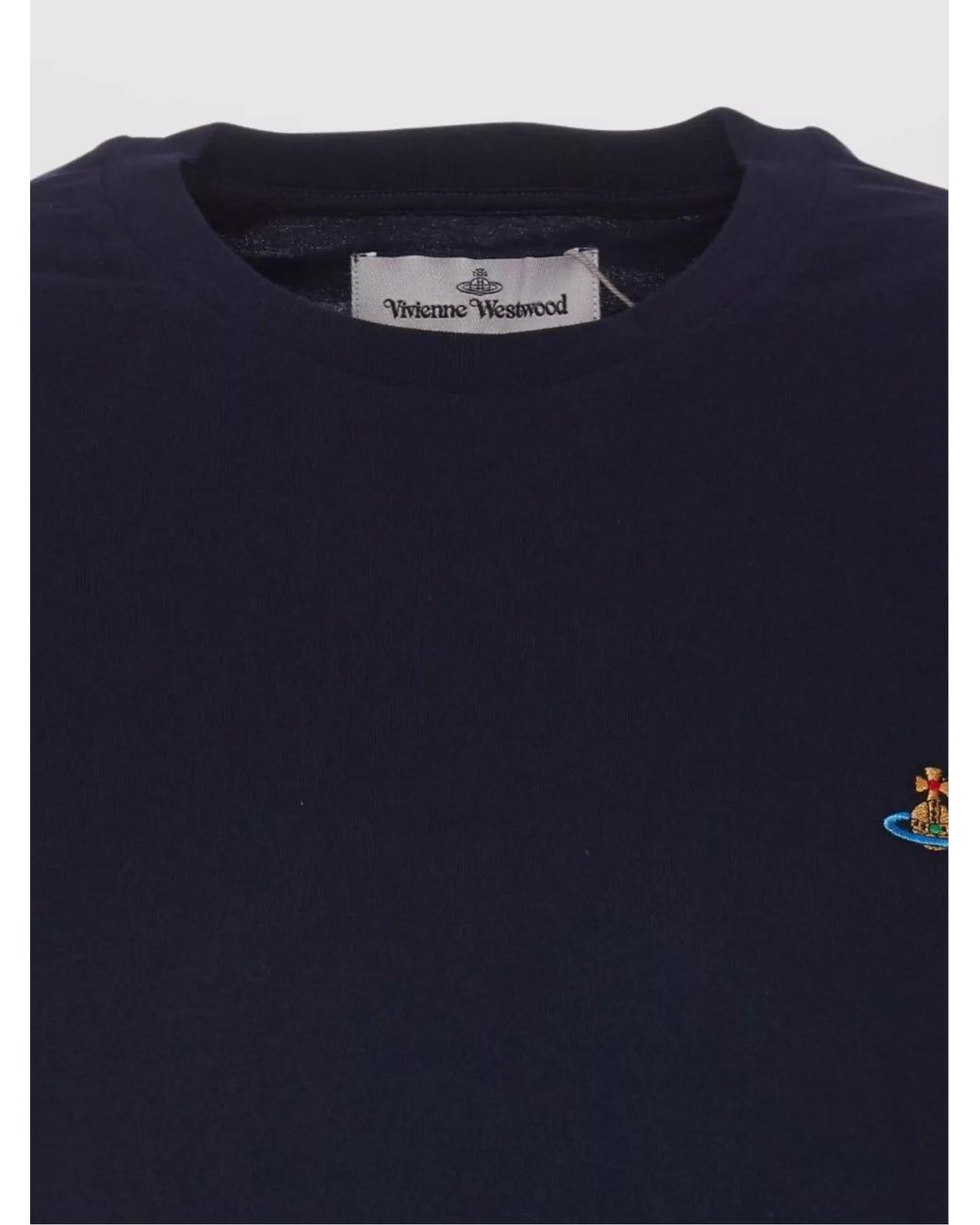 Vivienne Westwood Blue Cotton Logo-Embroidered Crew-Neck T-Shirt for men