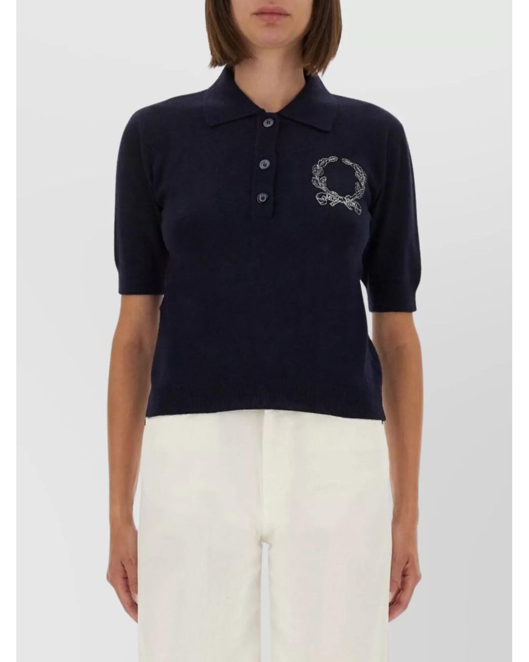 Moschino Blue Cashmere Blend Polo Shirt