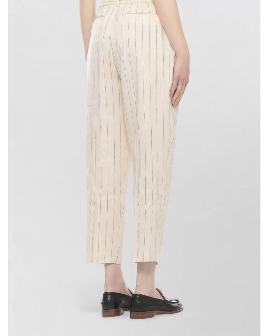 PT Torino Natural Striped Straight-Leg Trousers