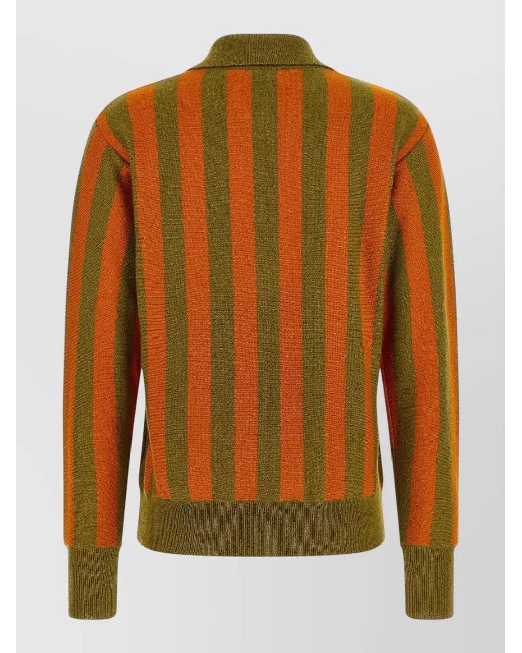 Alberto Biani Brown Cashmere Striped Long-Sleeve Polo Top