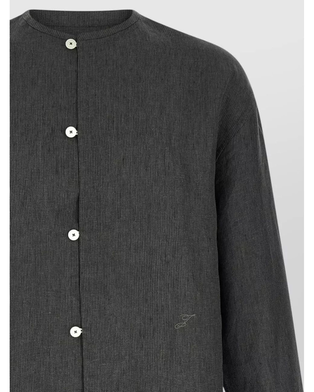 Jacquemus Black Linen Micro-Striped Long-Sleeve Shirt for men
