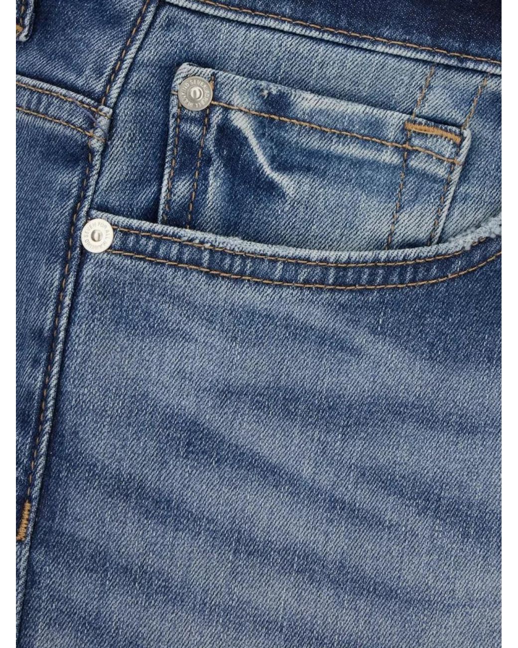 7 For All Mankind Blue Denim Wide-Leg Trousers