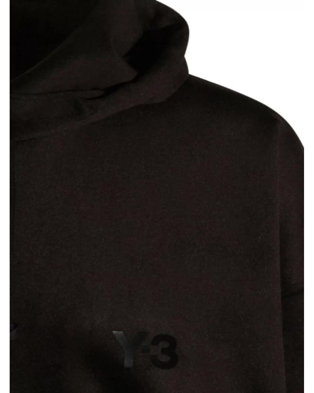 Y-3 Black Logo-Print Velvet Hoodie