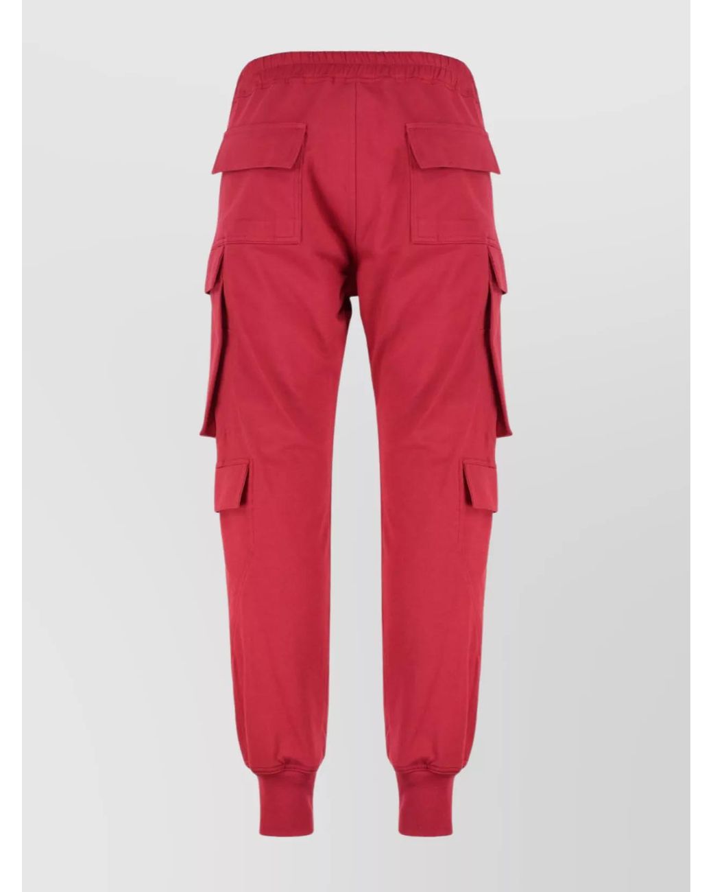 Rick Owens Red Cotton Track-Pants Ribbed Cuffs for men