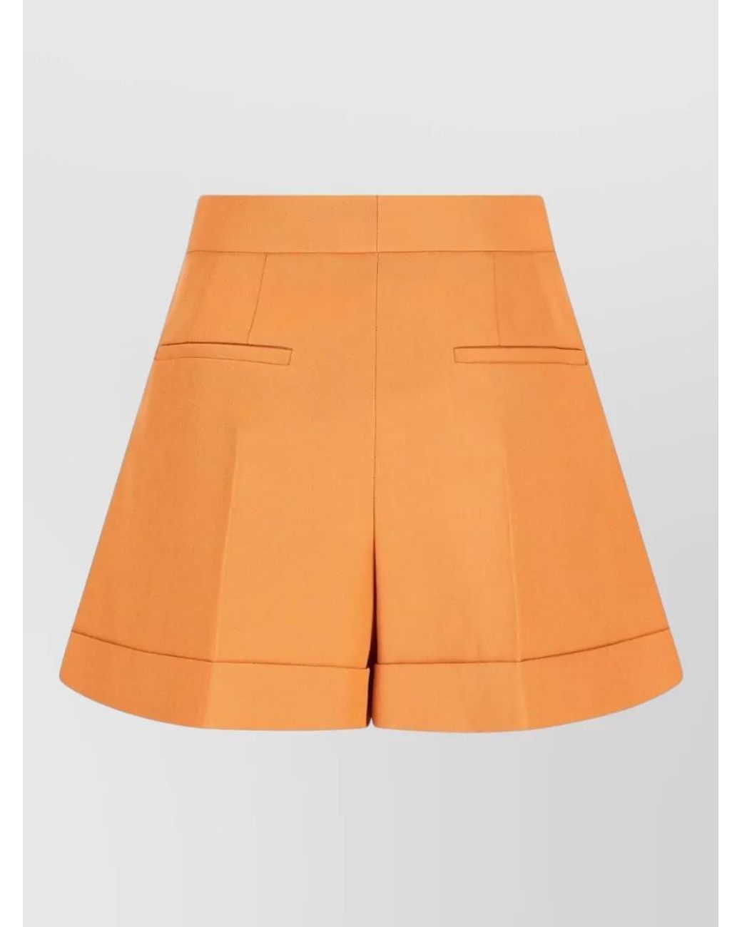 Fendi Orange Wool Pleated Tailored Shorts