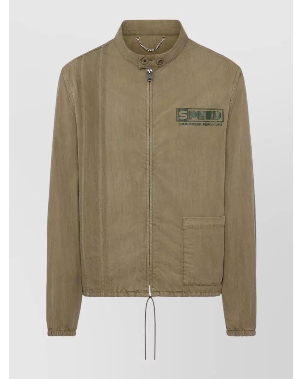 Maison Margiela Green Printed Stand Collar Sport Jacket for men