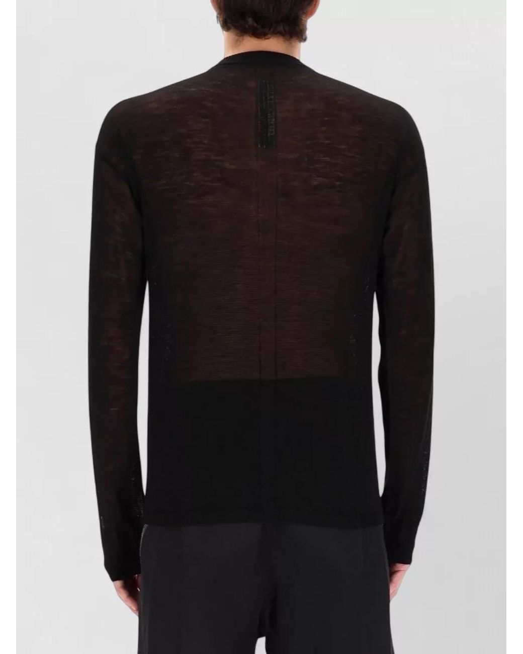 Rick Owens Black Fine-Knit Wool Crew-Neck Jumper for men