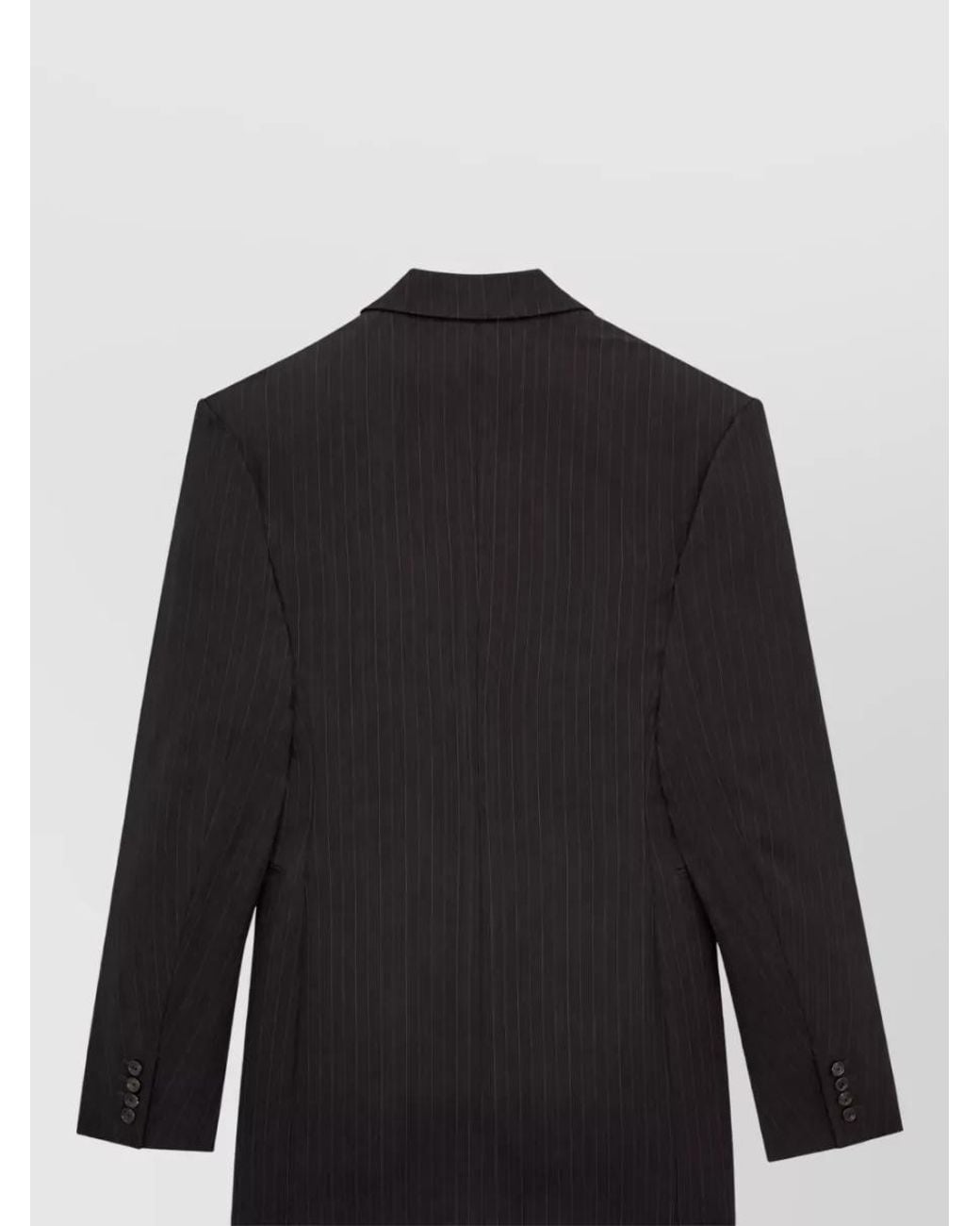 Saint Laurent Black Pinstripe Virgin Wool Double-Breasted Suit Jacket