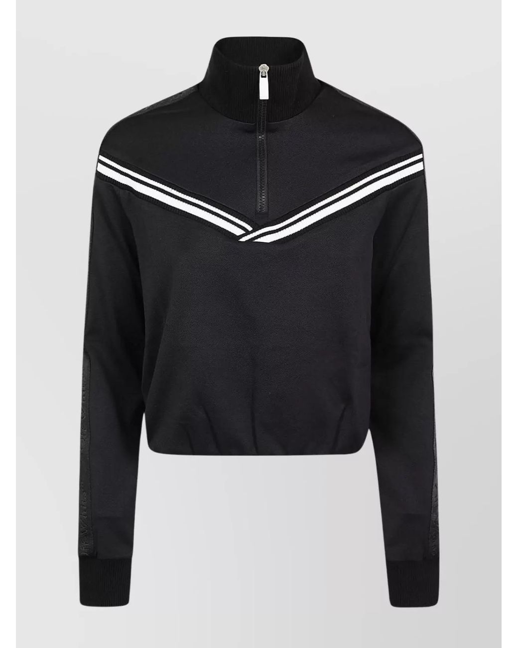 Off-White c/o Virgil Abloh Black Ribbed Mock Turtleneck Stretch Nylon Bomber Jacket