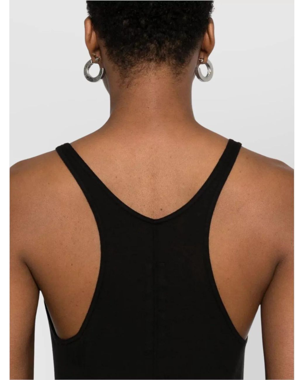 Rick Owens Black Cotton Racerback Knee-Length Dress
