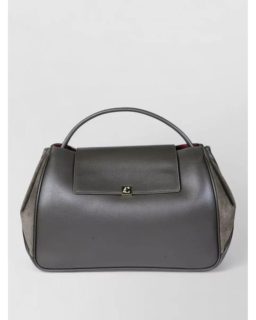Coccinelle Gray Leather Suede-Paneled Shoulder Bag
