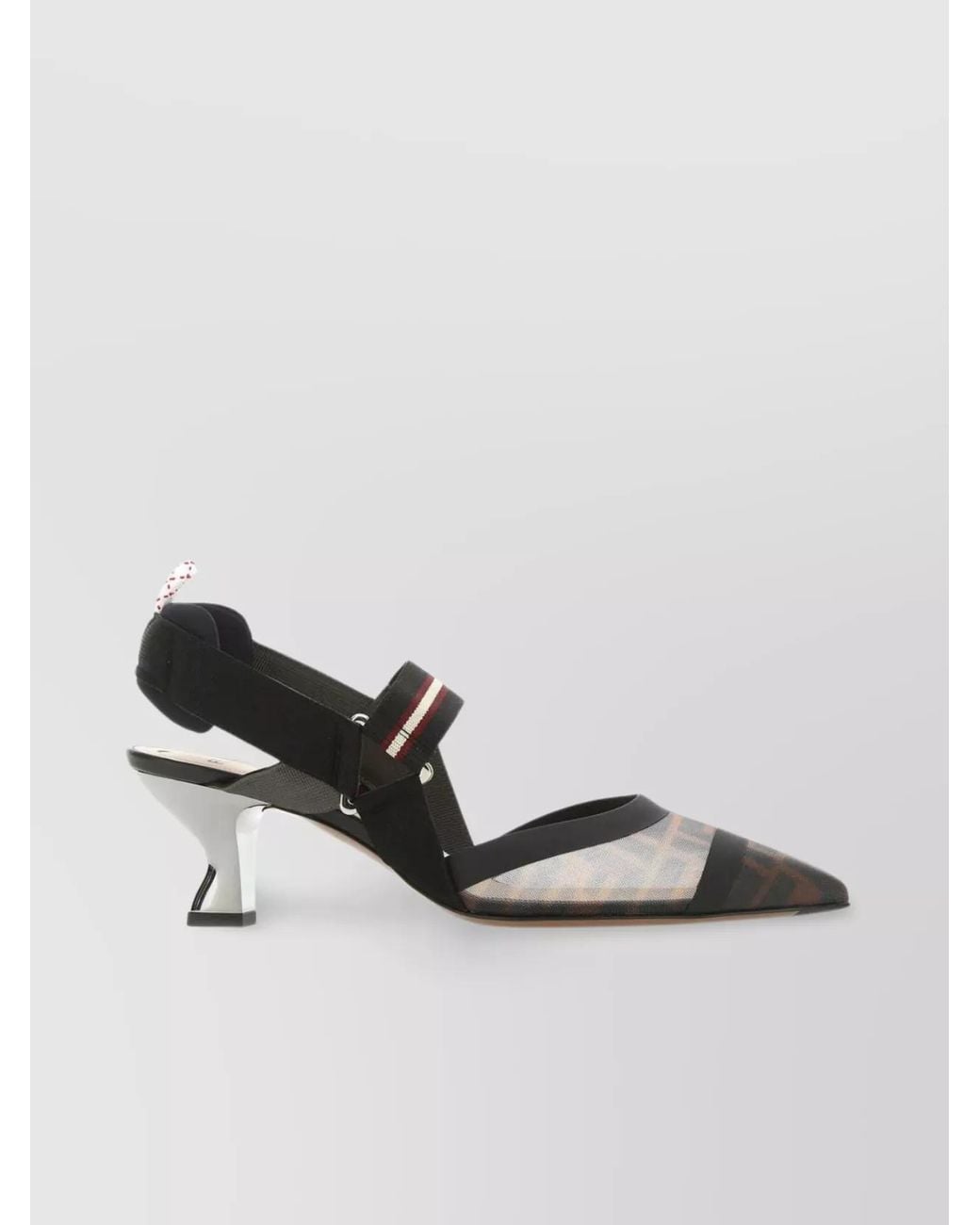 Fendi Black Mesh Slingback Pumps