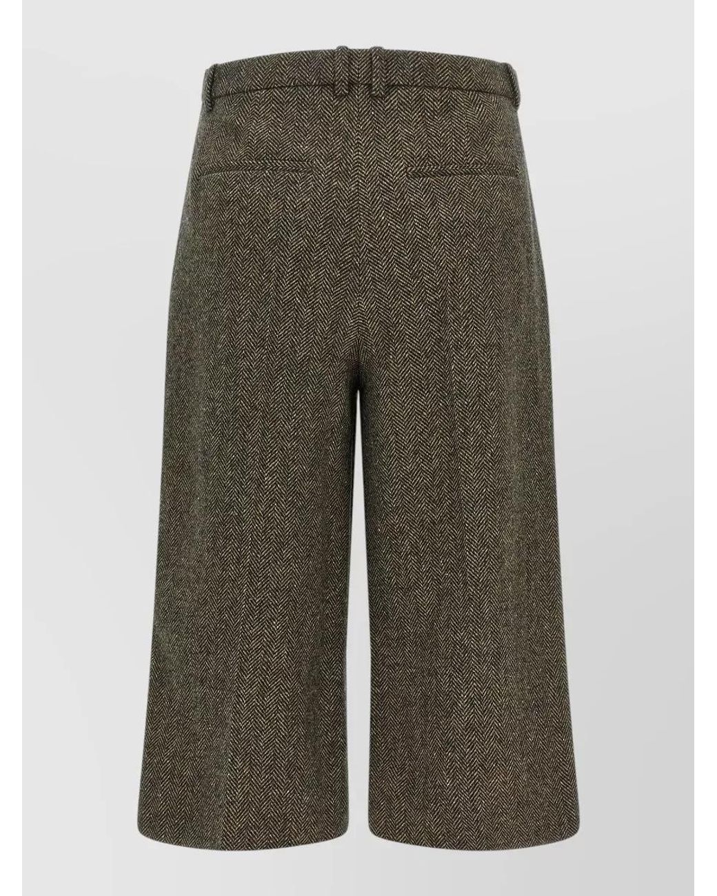 Saint Laurent Green Silk Wool Mid-Rise Wide-Leg Midi Tailored Trousers