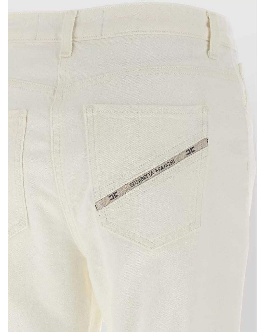 Elisabetta Franchi White Mid-Rise Straight-Leg Denim Jeans