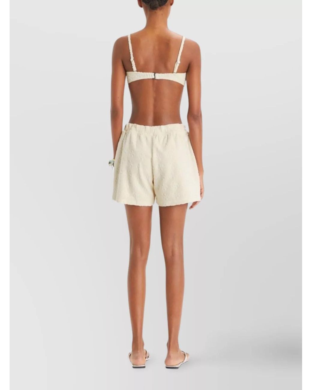 Tory Burch Natural Logo-Jacquard Knee-Length Shorts