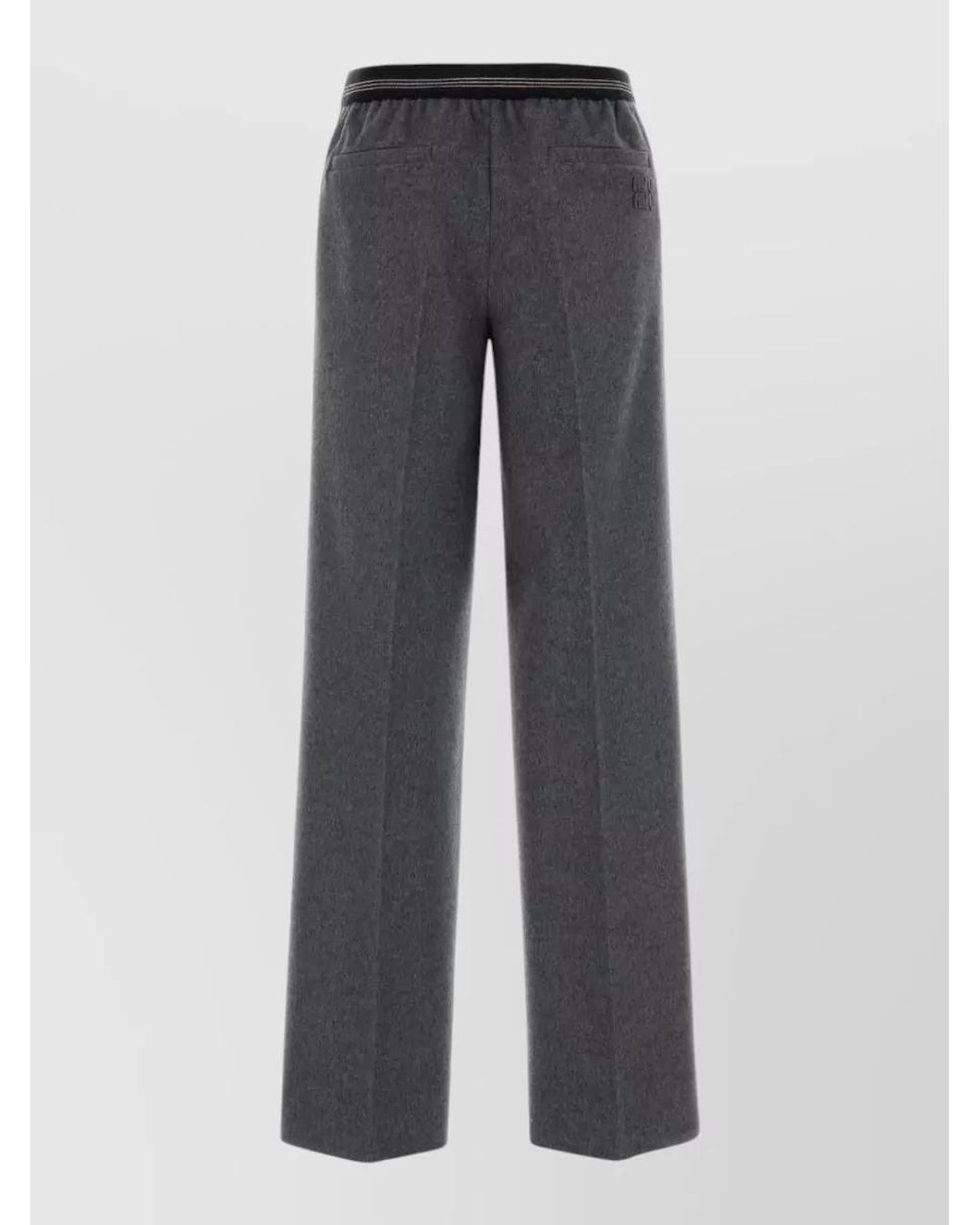 Miu Miu Gray Cashmere-Blend Wide-Leg Trousers