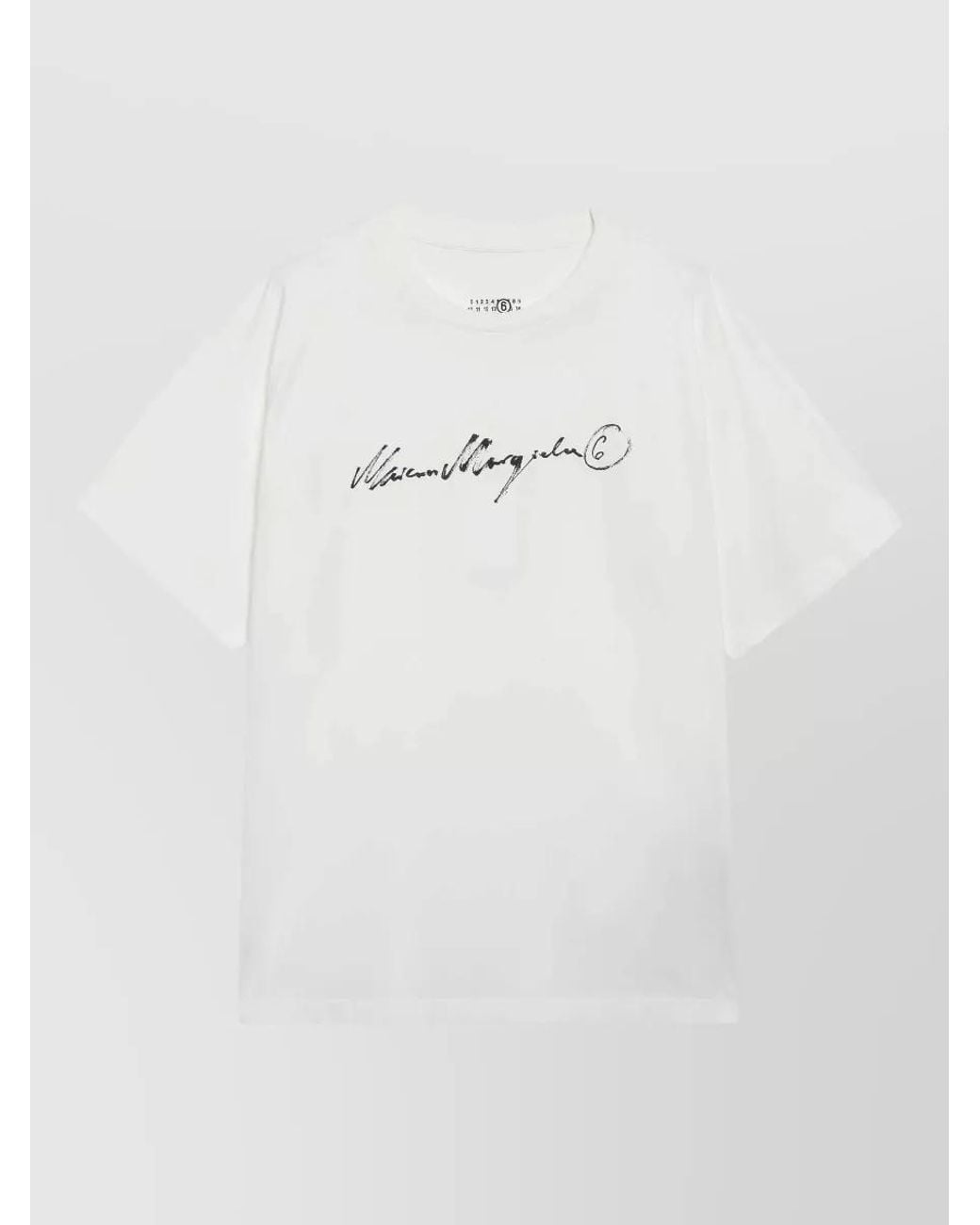 MM6 by Maison Margiela White Cotton Logo Print T-Shirt for men