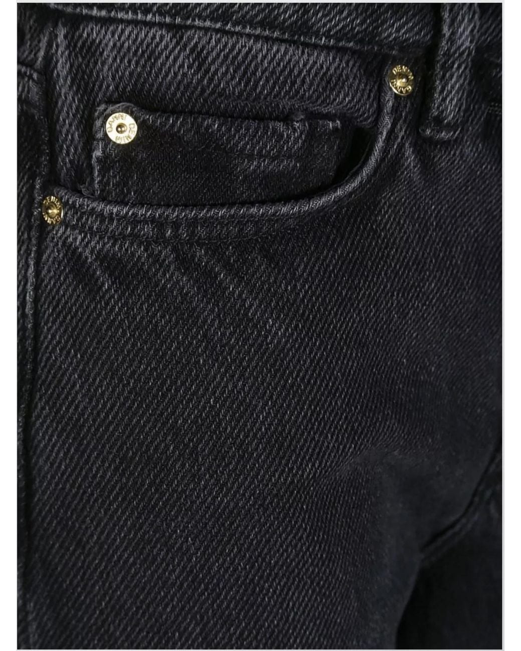 Ganni Black Denim Drawstring Wide-Leg Jeans