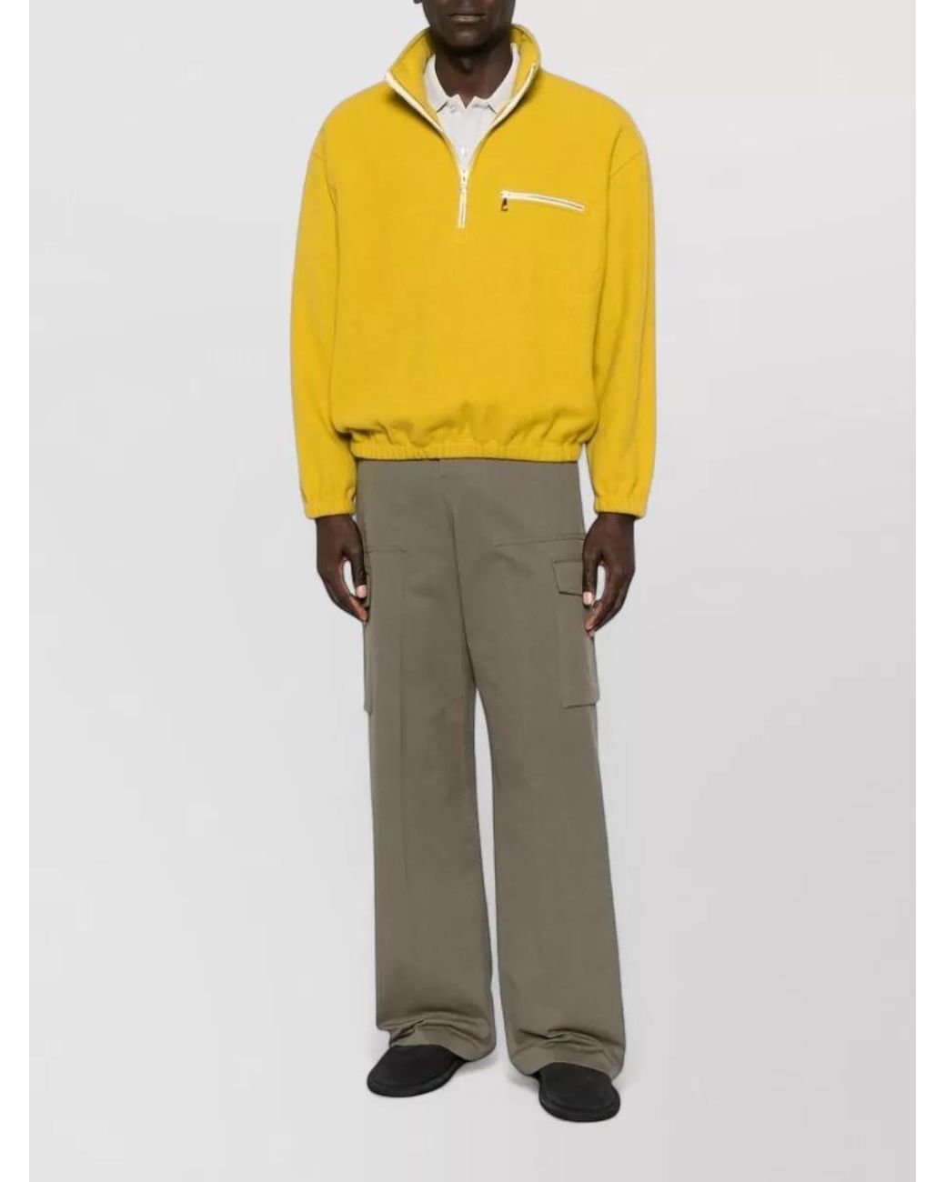 Rier Yellow Wool High-Neck Zip Lightweight Jacket for men