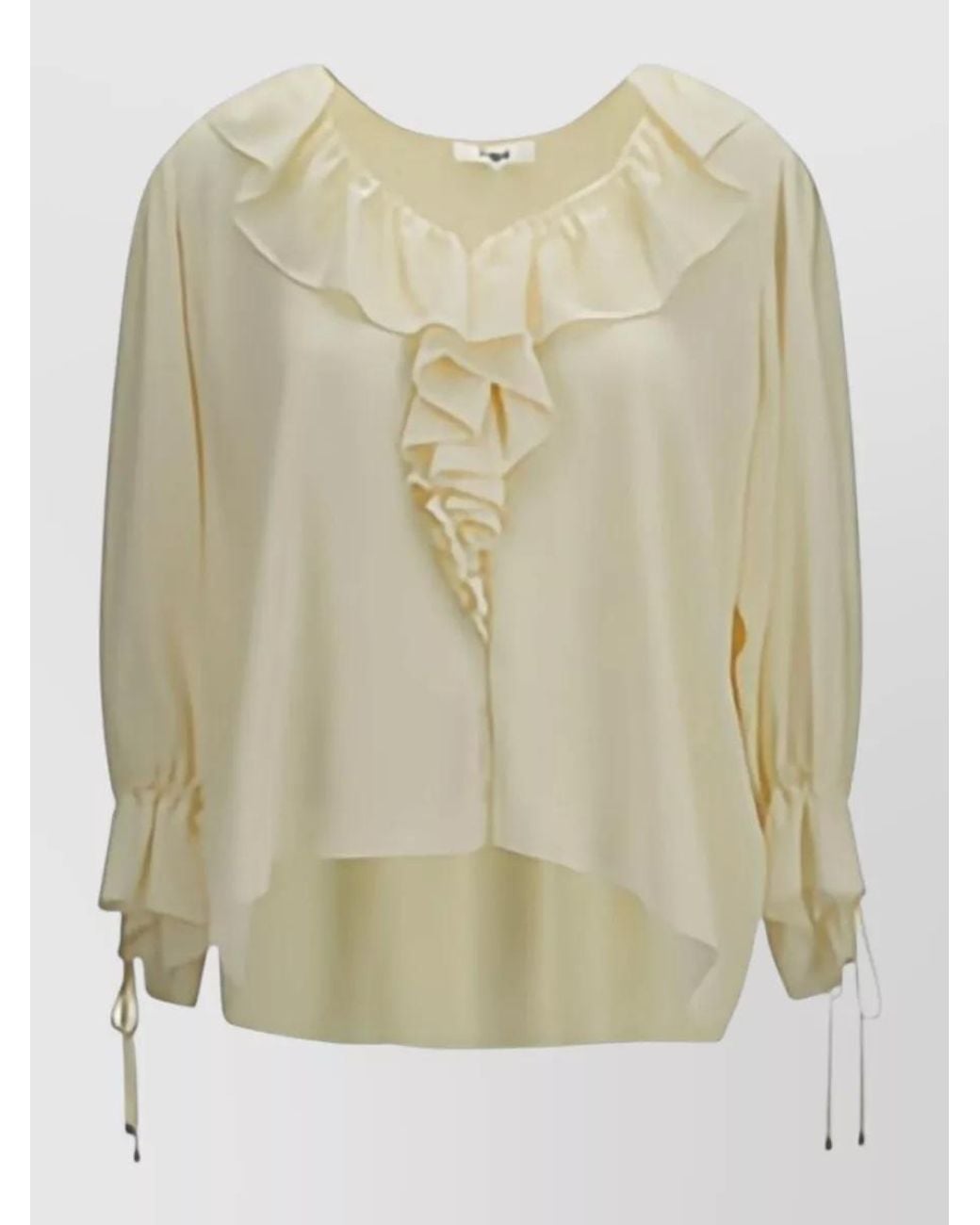 Chloé Natural Silk Ruffled V-Neck Blouse