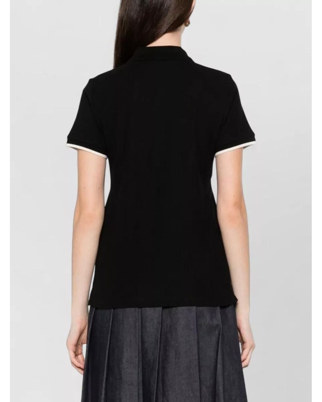 Moncler Black Cotton Short-Sleeve Polo Shirt