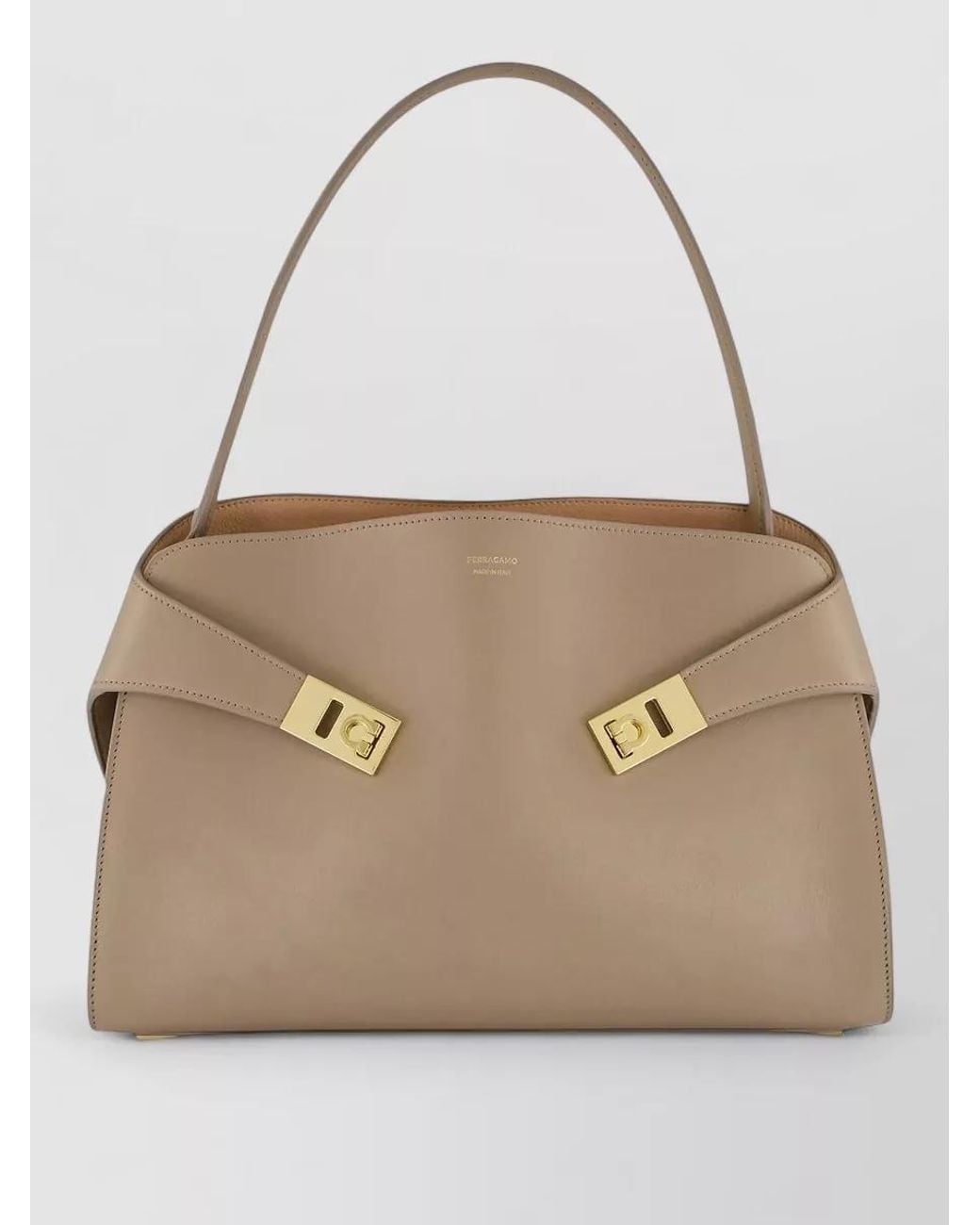 Ferragamo Natural The Hug Bag Medium Leather Tote Bag