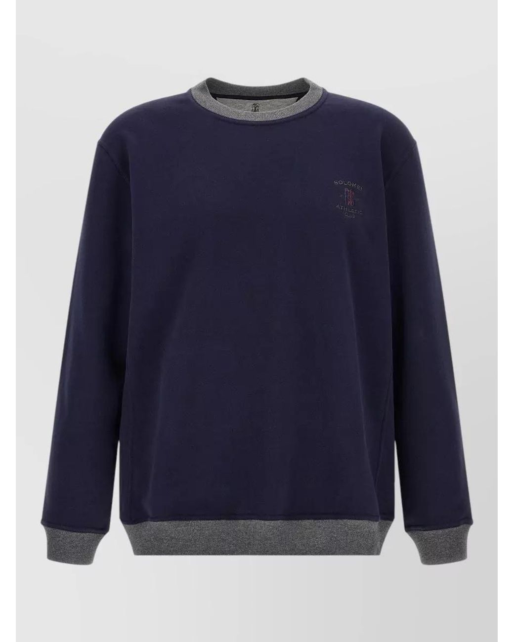 Brunello Cucinelli Blue Cotton Logo-Embroidered Long-Sleeve Sweatshirt for men