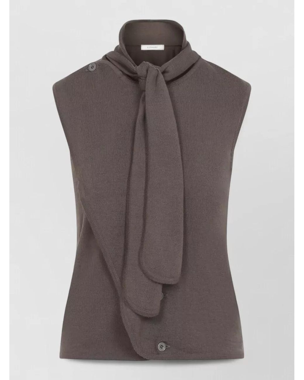 Lemaire Brown Asymmetric Sleeveless Fine-Knit Vest