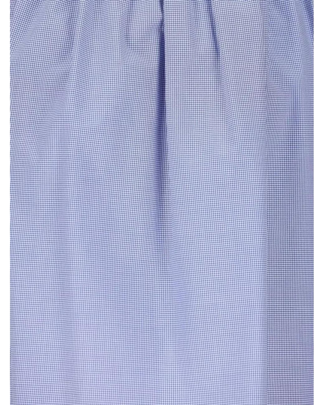 Miu Miu Blue Vichy Cotton Midi Skirt