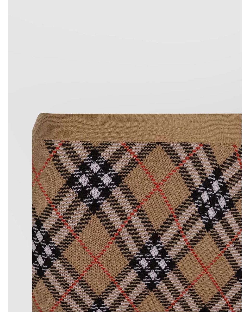 Burberry Brown Wool Blend Checked Ribbed Mini Skirt