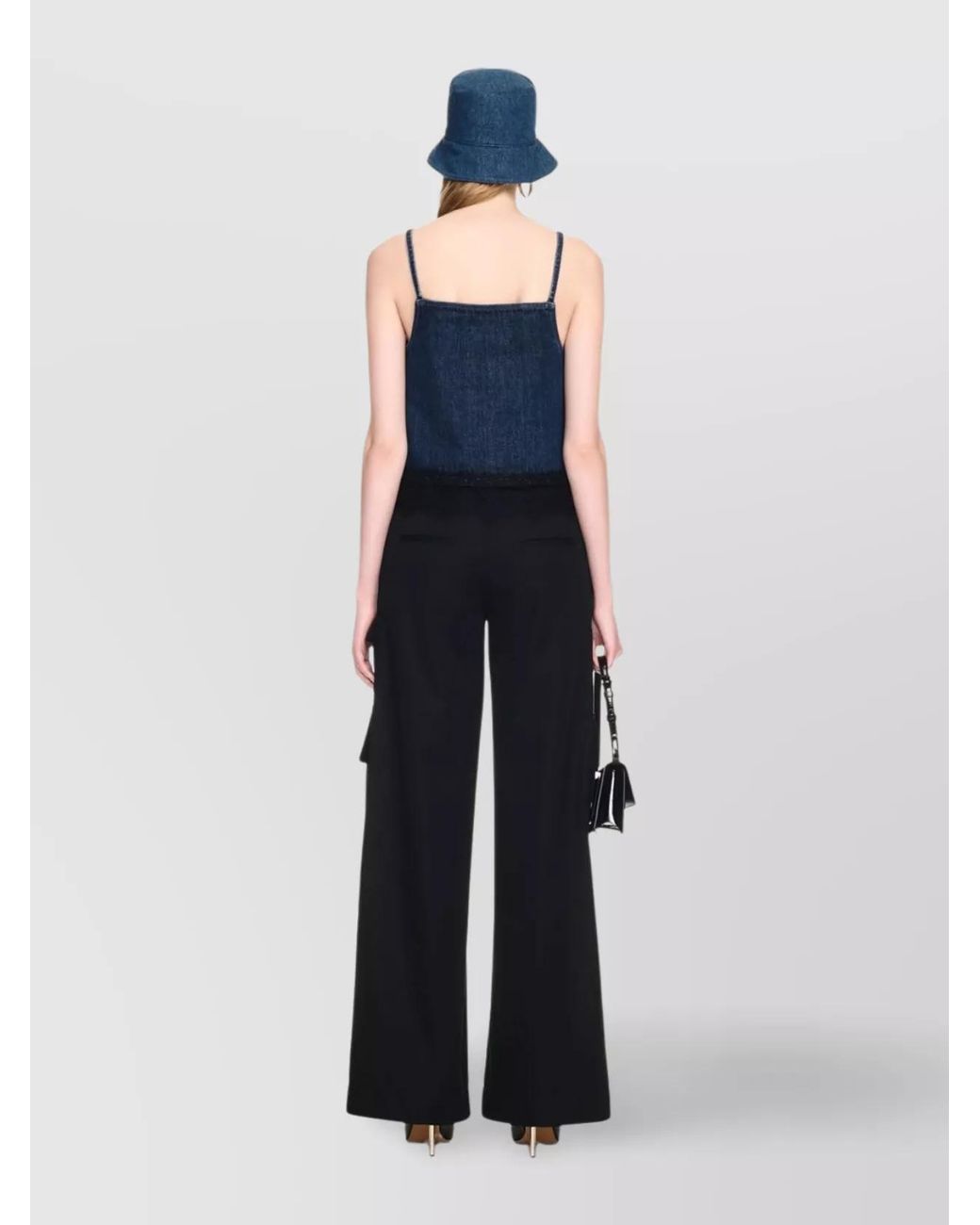 Off-White c/o Virgil Abloh Blue Wool High-Rise Wide-Leg Cargo Trousers