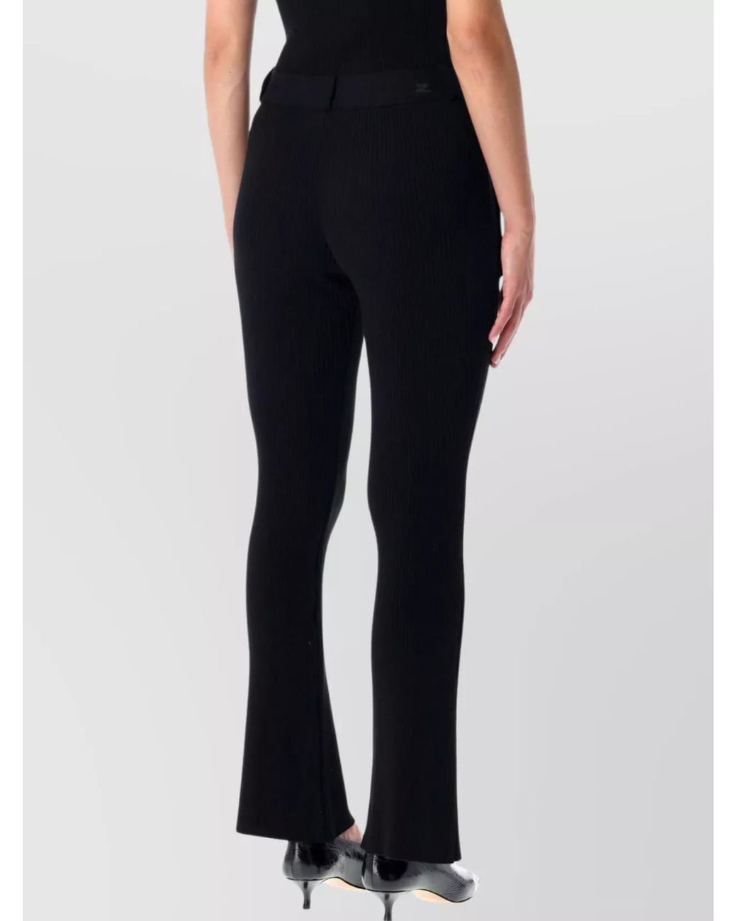 Courreges Black Ribbed Flared Trousers