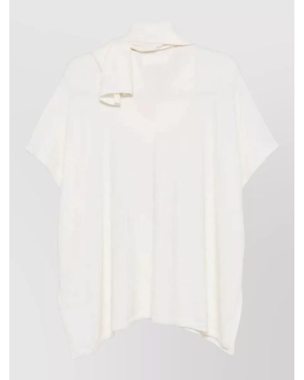 Lisa Yang White Cashmere V-Neck Short-Sleeve Sweater