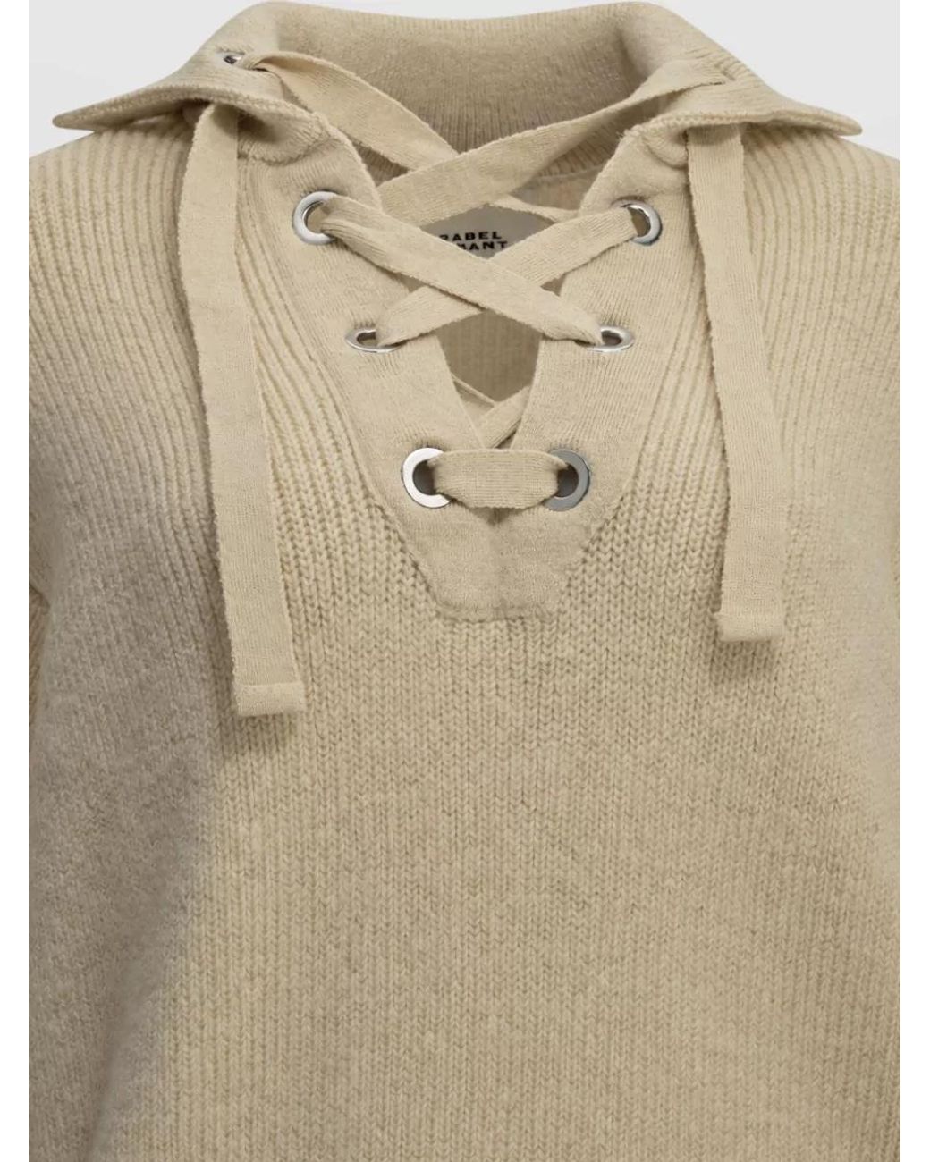 Isabel Marant Natural Wool Alpaca Polo Sweater