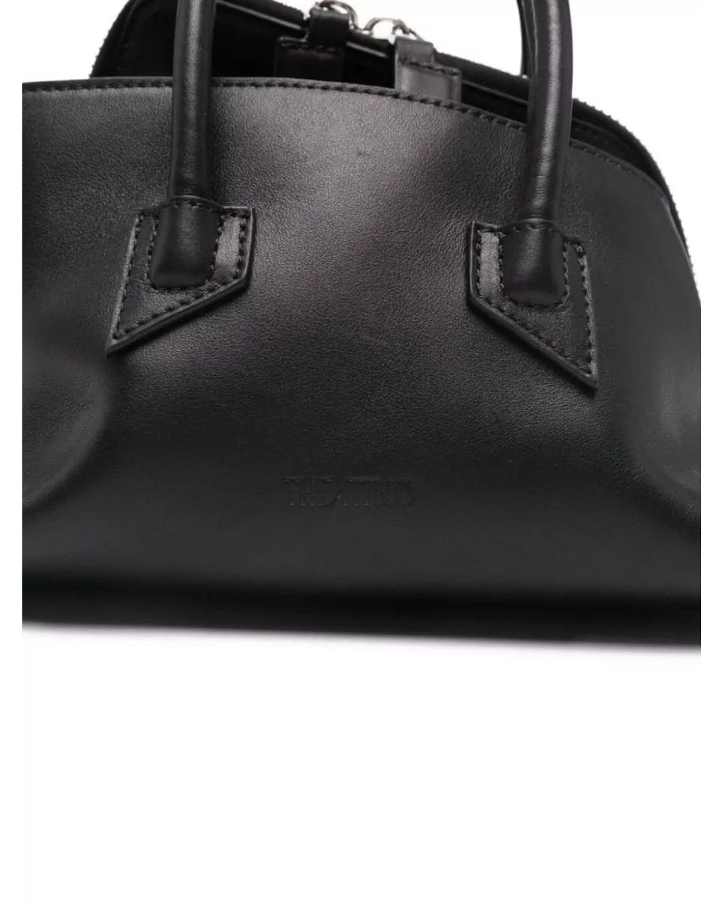 The Attico Black Mini Leather Top Handle Bag