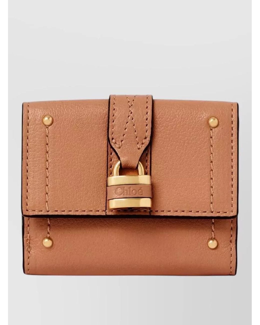 Chloé Brown Leather Grained Mini Trifold Wallet