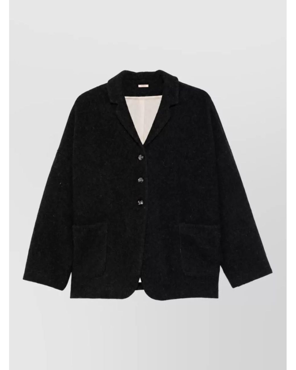 Apuntob Black Felted Virgin Wool Oversized Coat