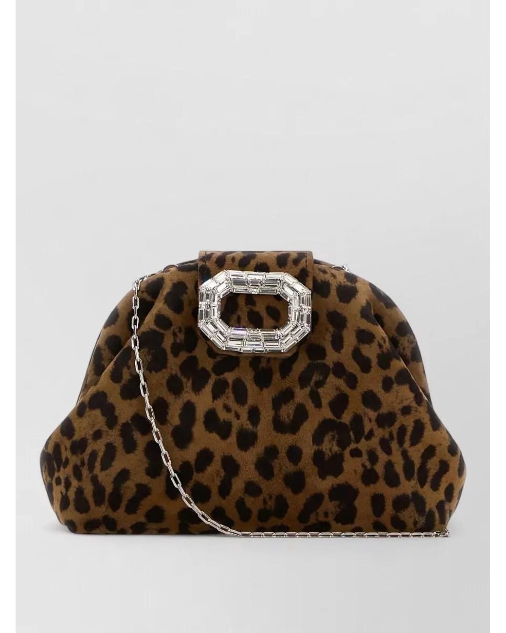 AMINA MUADDI Brown Micro Leopard Suede Clutch Bag