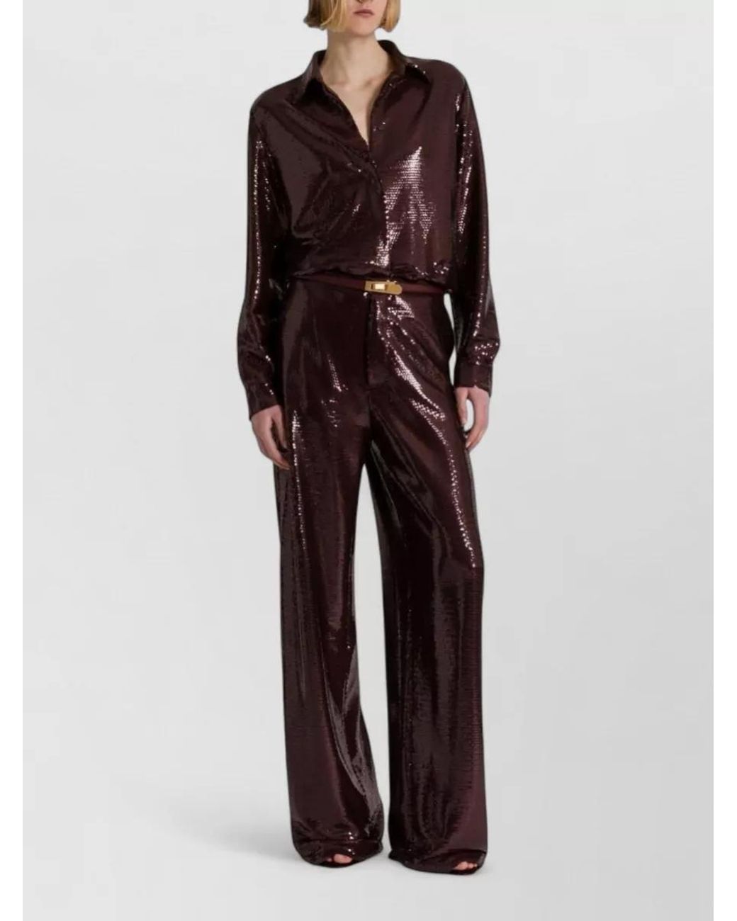 Alberta Ferretti Purple Sequined Long-Sleeve Shirt