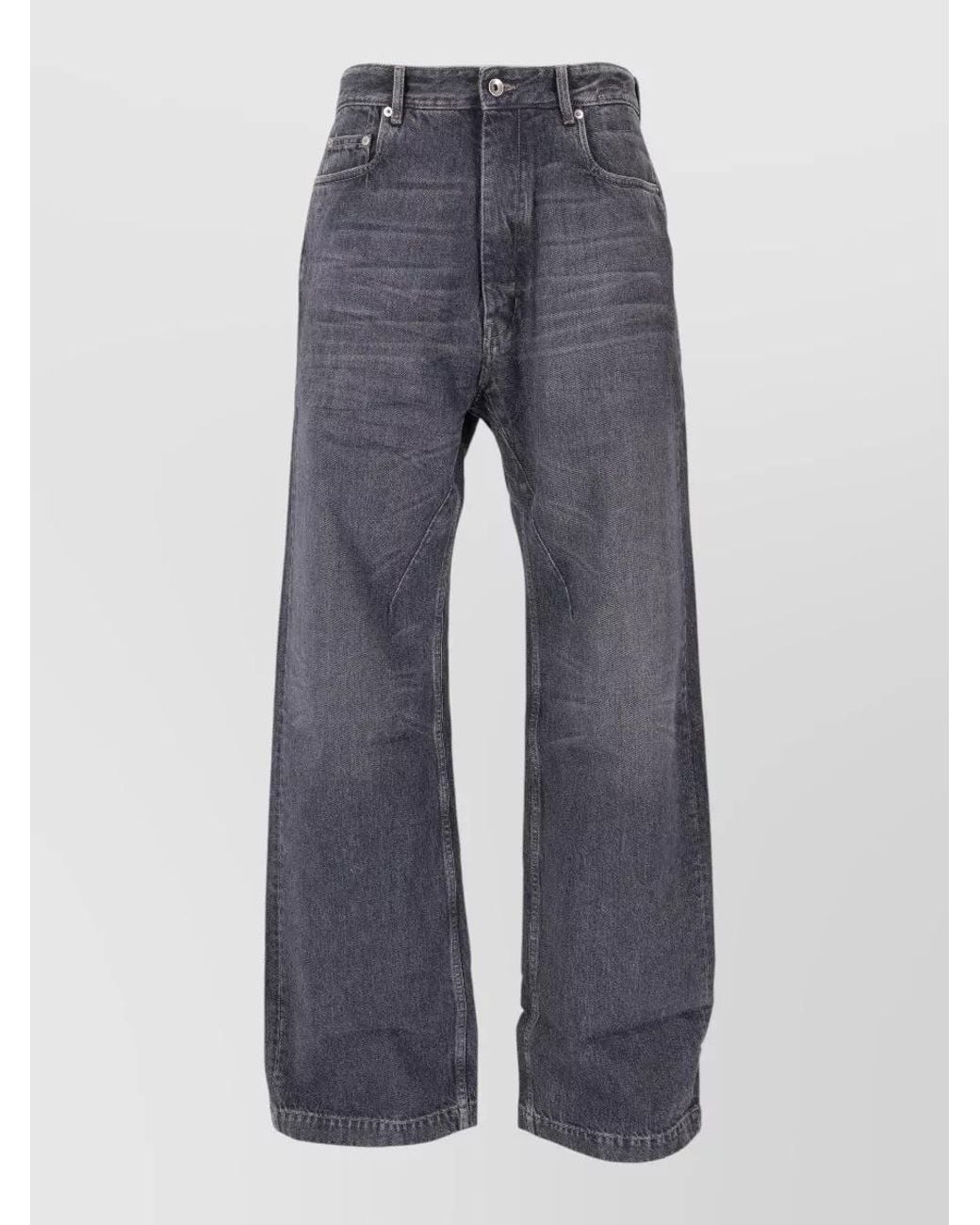 Rick Owens Blue Cotton Wide-Leg Jeans for men